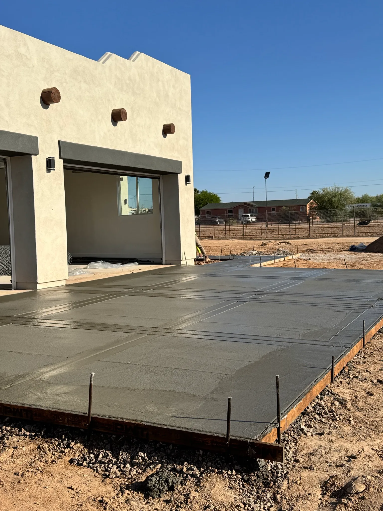 Concrete placement crew at work